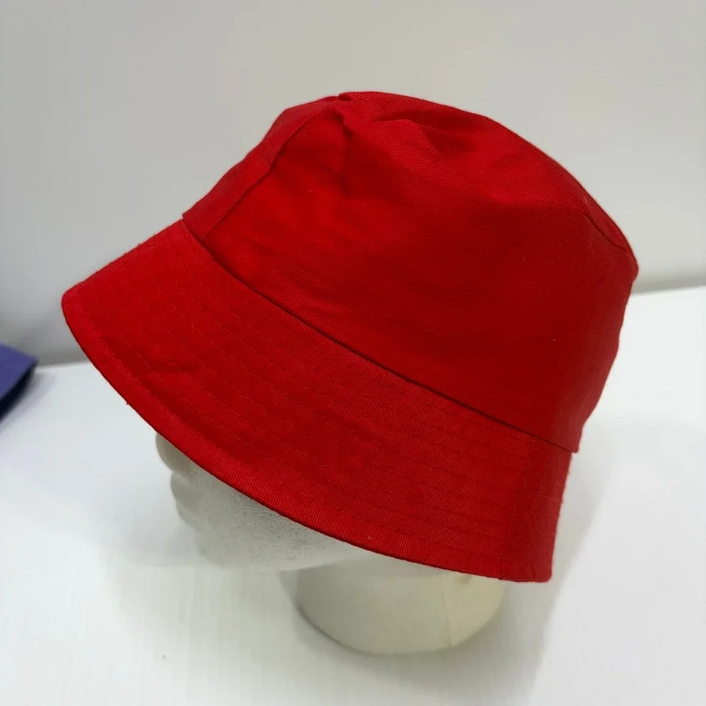 Red Bucket Hat Womens Solid Cotton Blend Sun Fisherman Summer Beach Travel Cap
